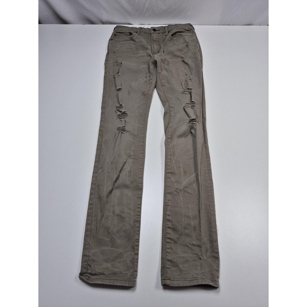 Prps Jeans Mens 32x33 Green Slim Straight Stretch Distressed Denim Pants E99P89W